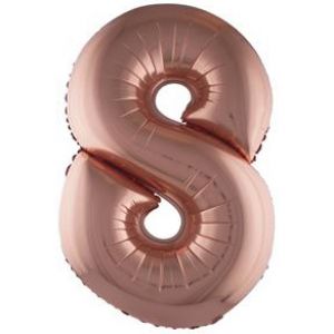 Folieballon Rosé Goud 102 cm Cijfer 8