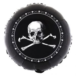 Folieballon Schedel Piraten 45 cm met skull en gekruiste botten