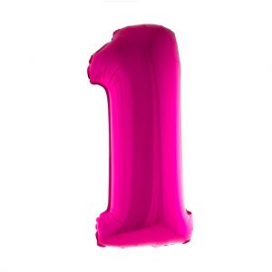 Folieballon Fuchsia 102 cm Cijfer 1