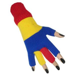 Handschoenen vingerloos blauw/geel/rood