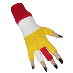 vingerloze Handschoenen Rood/Wit/Geel