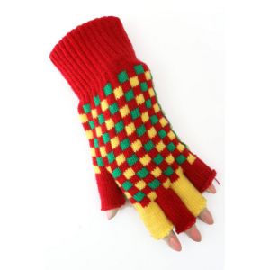 Handschoenen vingerloos rood/geel/groen