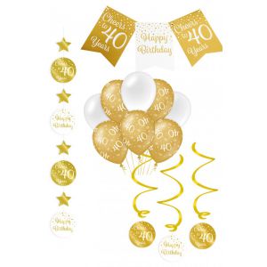 Verjaardag Feestpakket Goud/Wit 4-delig25 jaar