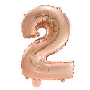 Folieballon Rose Gold Cijfer 2, 40 Cm