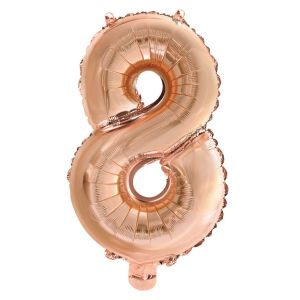 Folieballon Rose Gold Cijfer 8, 40 Cm