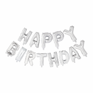 Folieballonnen set XL Happy Birthday Zilver
