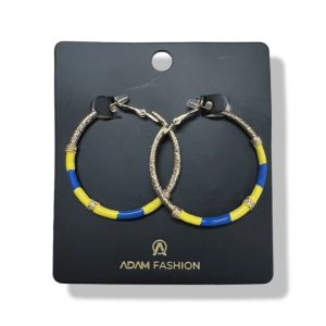 Oorbellen Ringen Blauw Geel
