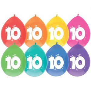 10 jaar ballonnen 30 cm (8 stuks) | Verjaardag decoratie