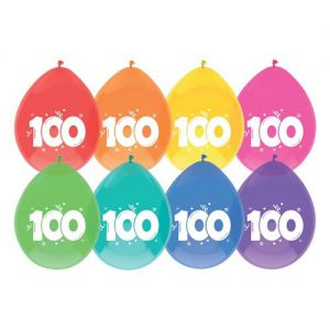100 jaar ballonnen 30 cm (8 stuks) | Feestdecoratie
