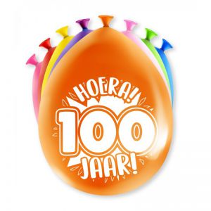 100 jaar ballonnen 30 cm (8 stuks) | Feestdecoratie