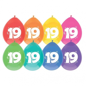 19 jaar ballonnen 30 cm (8 stuks) | Verjaardag decoratie