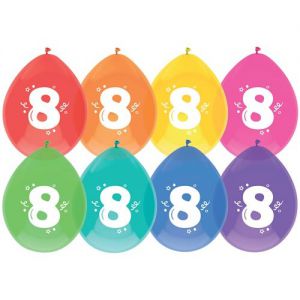 8 jaar ballonnen 30 cm (8 stuks) | Verjaardag decoratie