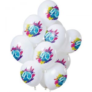 90 jaar ballonnen 30 cm (8 stuks) | Feestdecoratie