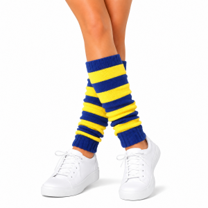 Beenwarmers Smal Gestreept Blauw/Geel