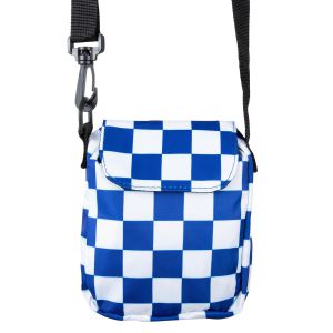 Blauw wit geblokt Oktoberfest tasje met verstelbare draagband