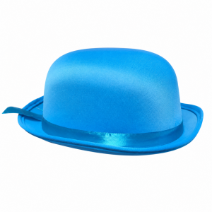 blauwe bolhoed met satijnen lint kopen