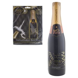 Opblaasbare Champagne Fles zwart 76 cm