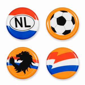 Nederland buttons set 4 stuks – oranje supporter badges NL voetbal
