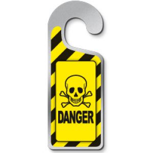 Danger deurhanger – grappige waarschuwingsdeurhanger met schedel voor feest of cadeau