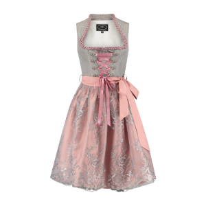 Dirndl 2-delig Jacquard grijs/roze