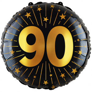Folieballon 90 jaar zwart goud rond luxe verjaardag ballon