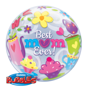 Bubbles folieballon best mom ever transparant bloemen cupcakes 3D ballon