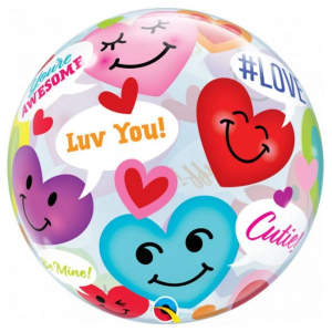 Bubbles folieballon smiley hartjes transparant liefde 3D ballon