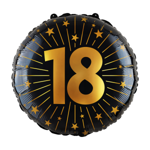 Folieballon Goud Zwart 18 jaar