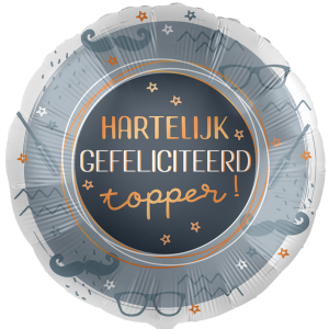 Folieballon Hartelijk Gefeliciteerd Topper