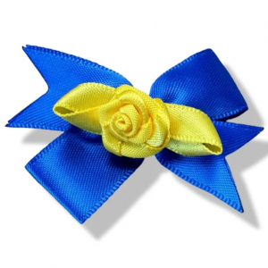 Blauw Geel Speld Roosje met Lint