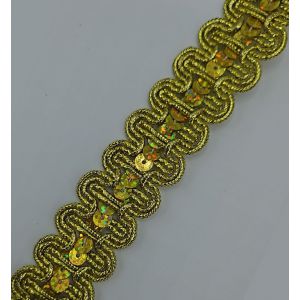 Agrementband / Brokaatkoord Goud Paillet 13 meter