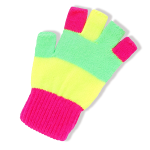 Vingerlozen handschoen neon geel/roze/groen