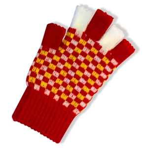 Handschoenen vingerloos rood/wit/geel