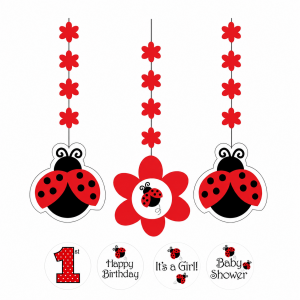 Hangdeco Lieveheersbeestje 3 stuks met personaliseer stickers kopen