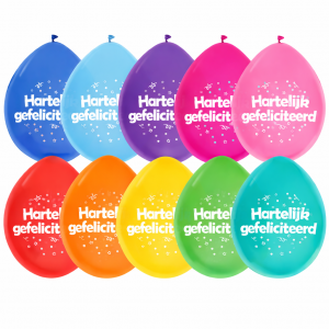 Ballonnen hartelijk gefeliciteerd 8 stuks 30 cm – Gekleurd