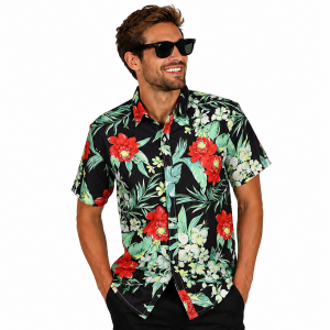 Hawaï Blouse Roses Korte Mouwen