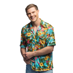 hawaii blouse turquoise bloemenprint heren kopen