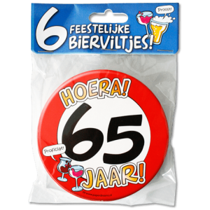 Bierviltjes 65 Jaar (6 stuks)