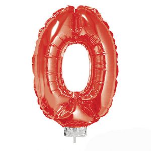 Folieballon Rood Cijfer 0, 40 cm