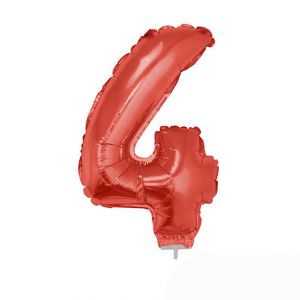 Folieballon Rood Cijfer 4, 40 cm