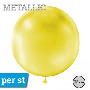 Reuze Ballon Metallic Geel 75 cm