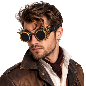 steampunk bril koper met spikes zwart