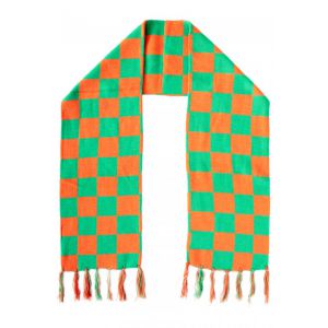 Kruikenstad das gebreid Oranje/Groen Geblokt