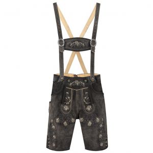 Lederhose Antraciet Kort Vintage Look