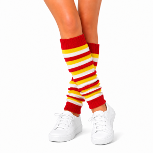 Oeteldonk rood geel witte gestreepte  beenwarmers