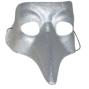 Oogmasker Zilver Glitter met lange neus