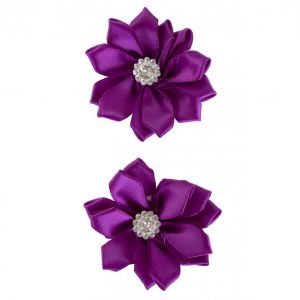 Satijnen bloemen met steentje Oranje 12 st. 6 cm