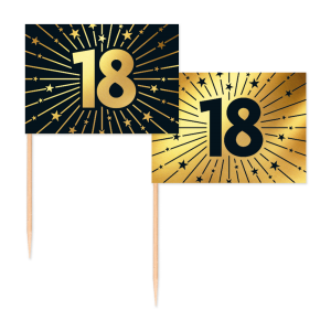 party prikkers goud zwart 18 jaar 50 stuks kopen