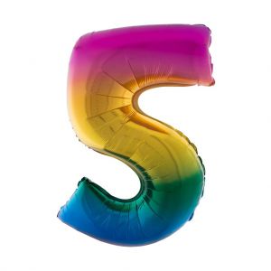 Folieballon Regenboog cijfer 5
