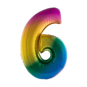 Folieballon Regenboog cijfer 6